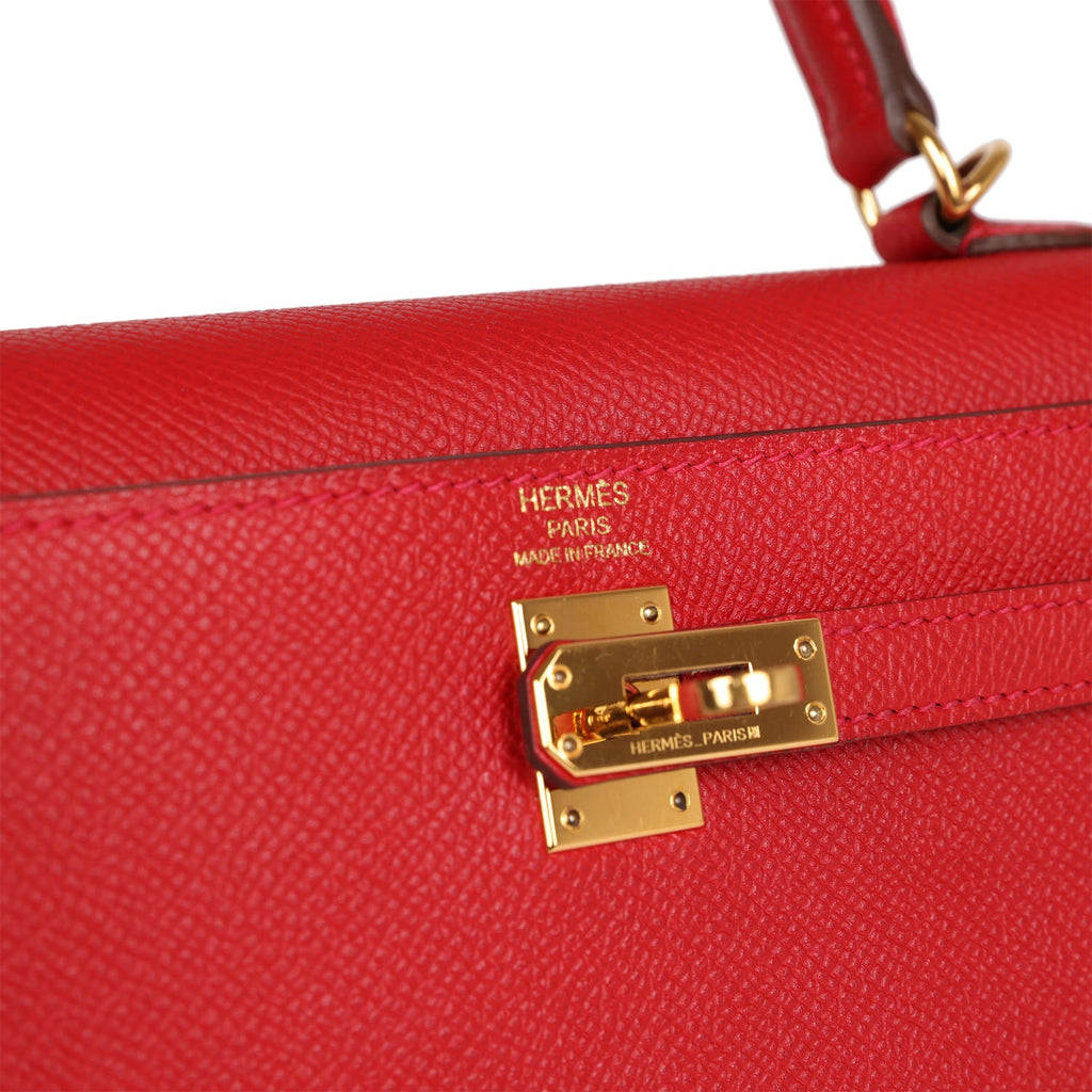 Hermes Rouge Casaque Epsom Leather Gold Hardware Kelly Sellier 28 Bag Hermes