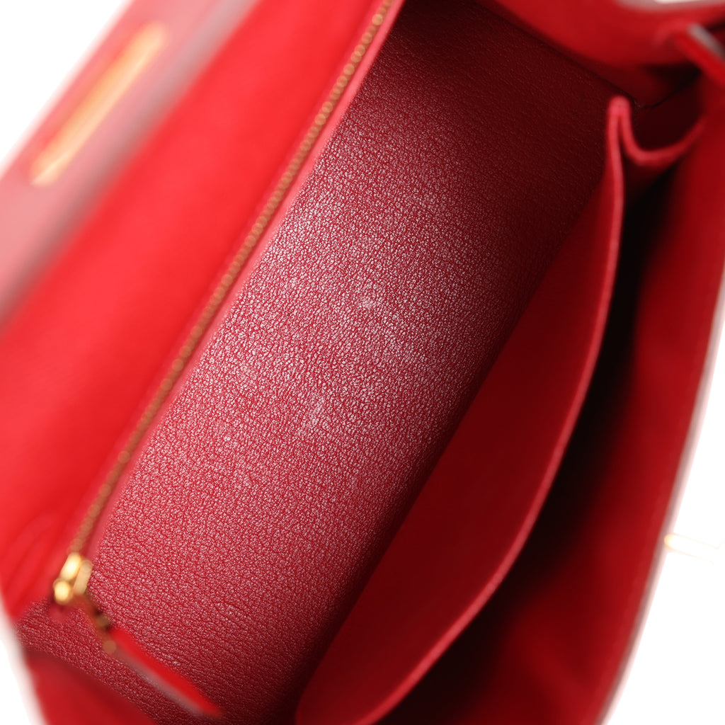 Pre-owned Hermes Kelly Sellier 25 Rouge Casaque Epsom Gold Hardware –  Madison Avenue Couture