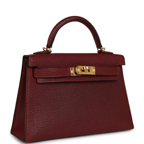 Pre-owned Hermes Kelly 20 Rouge Grenat Chevre Gold Hardware