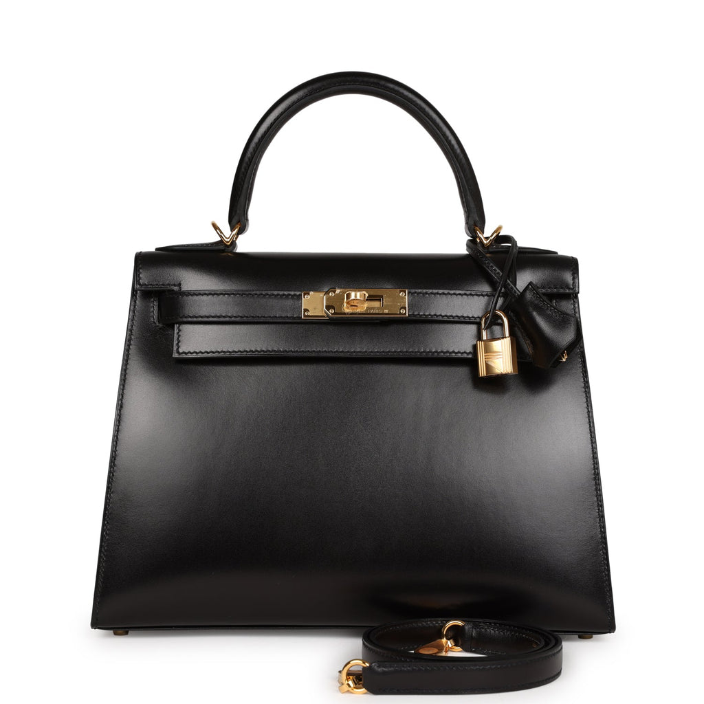 Hermes Kelly Sellier 28 Black Box Gold Hardware – Madison Avenue Couture