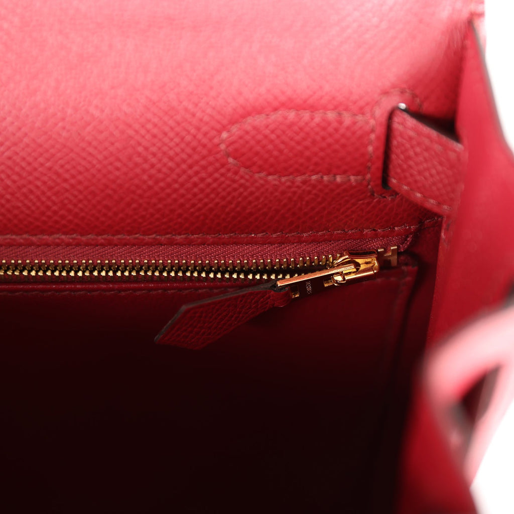 Hermes Kelly Sellier 28 Rouge Grenat Epsom Gold Hardware – Madison Avenue  Couture