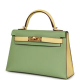 Hermes Special Order (HSS) Kelly 20 Vert Criquet and Limoncello Epsom Gold Hardware