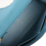 Vintage Hermes Kelly Retourne 35 Blue Jean Epsom Gold Hardware
