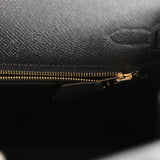 Hermes Kelly Sellier 25 Black Epsom Gold Hardware