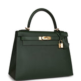 Pre-owned Hermes Kelly Sellier 28 Vert Anglais Epsom Gold Hardware