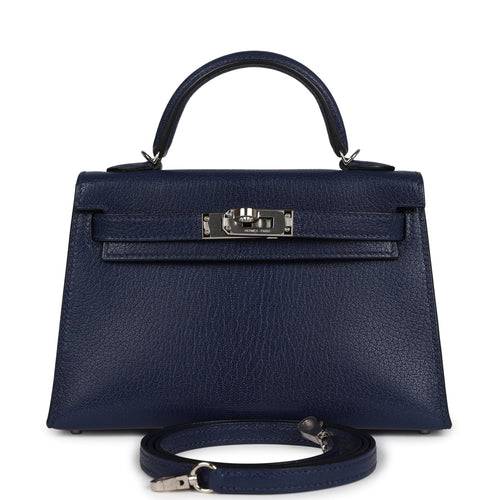 Hermes Kelly Sellier 20 Bleu Saphir Chevre Palladium Hardware