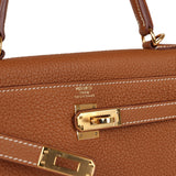 Pre-owned Hermes Kelly Retourne 25 Gold Togo Gold Hardware