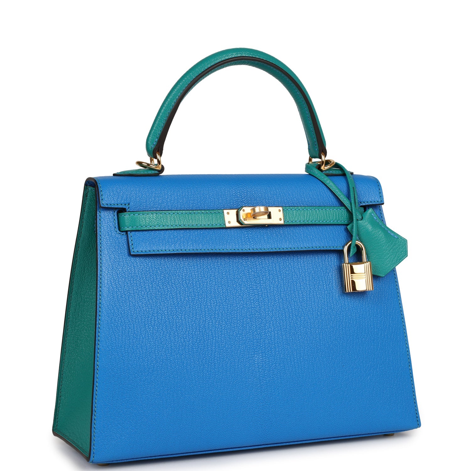 Hermes Special Order (HSS) Kelly Sellier 25 Bleu Hydra and Bleu Paon C ...