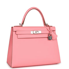 Hermes Kelly Sellier 28 Rose Confetti Epsom Palladium Hardware