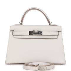 Hermes Kelly Sellier 20 Gris Pale Epsom Palladium Hardware