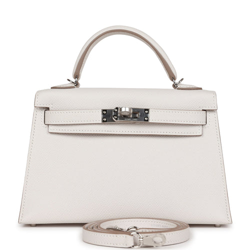 Hermes Kelly Sellier 20 Gris Pale Epsom Palladium Hardware