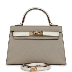 Hermes Special Order (HSS) Kelly Sellier 20 Gris Tourterelle, Nata Chevre Gold Hardware