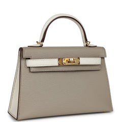 Hermes Special Order (HSS) Kelly Sellier 20 Gris Tourterelle, Nata Chevre Gold Hardware