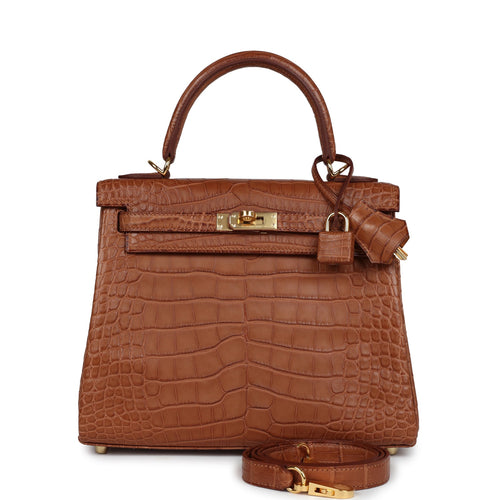 Hermes Kelly Retourne 25 Gold Matte Alligator Gold Hardware