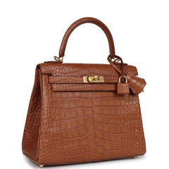 Hermes Kelly Retourne 25 Gold Matte Alligator Gold Hardware