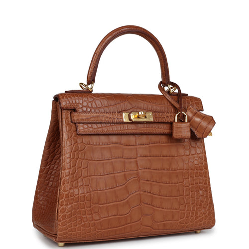 Hermes Kelly Retourne 25 Gold Matte Alligator Gold Hardware