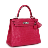 Hermes Kelly Retourne 25 Framboise Matte Alligator Palladium Hardware