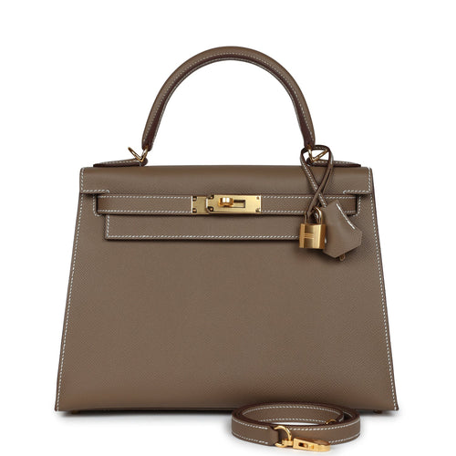 Hermes Kelly Sellier 28 Etoupe Epsom Gold Hardware