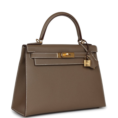 Hermes Kelly Sellier 28 Etoupe Epsom Gold Hardware