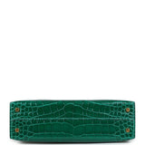 Hermes Kelly Sellier 20 Emerald Shiny Alligator Gold Hardware