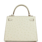 Hermes Special Order (HSS) Kelly Sellier 25 Nata Verso Ostrich Permabrass Hardware