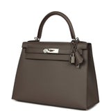 Pre-owned Hermes Kelly Sellier 28 Etain Epsom Palladium Hardware