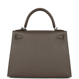 Pre-owned Hermes Kelly Sellier 28 Etain Epsom Palladium Hardware