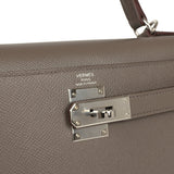 Pre-owned Hermes Kelly Sellier 28 Etain Epsom Palladium Hardware