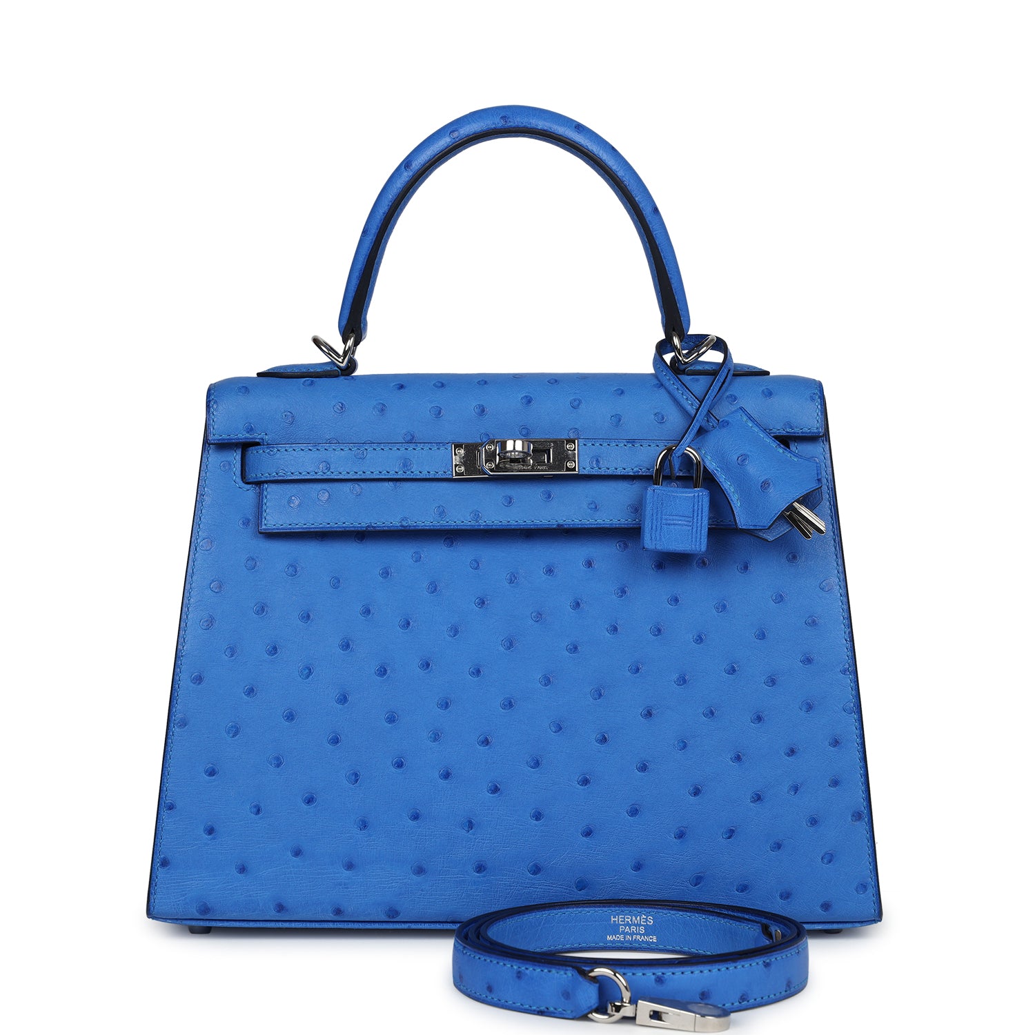 KELLY  SELLIER 25 BAG IN ROYAL BLUE OSTRICH LEATHER main image 1