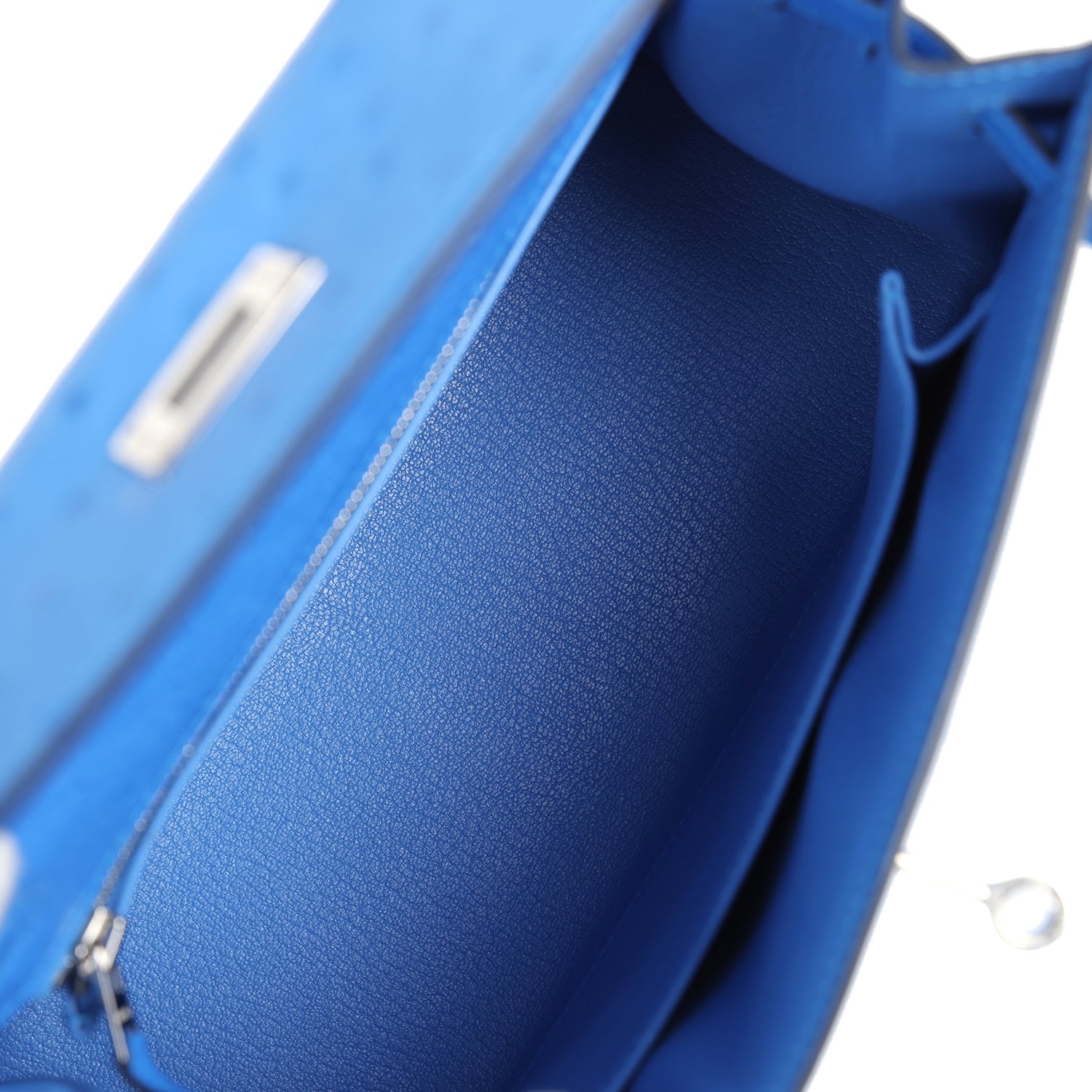 KELLY SELLIER 25 BAG IN NAVY BLUE OSTRICH LEATHER WITH SILVER HARDWARE main image 1