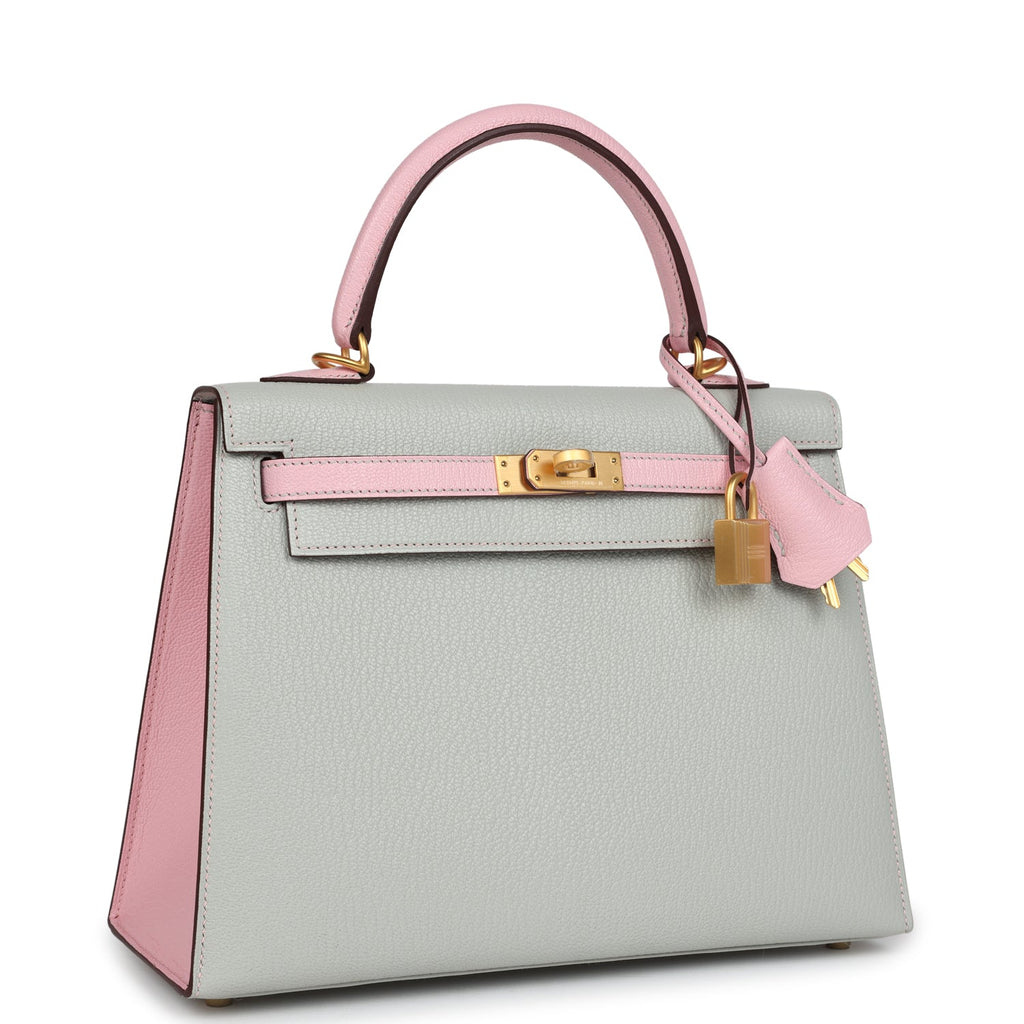 Hermes Special Order (HSS) Kelly Sellier 25 Gris Perle and Rose 