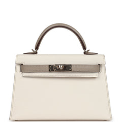Hermes Special Order (HSS) Kelly Sellier 20 Nata and Gris Tourterelle Chevre Permabrass Hardware