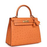 Hermes Kelly Sellier 25 Abricot Ostrich Gold Hardware