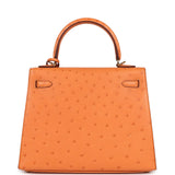 Hermes Kelly Sellier 25 Abricot Ostrich Gold Hardware