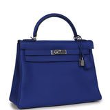 Pre-owned Hermes Kelly Retourne 32 Bleu Electric Togo Palladium Hardware