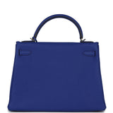 Pre-owned Hermes Kelly Retourne 32 Bleu Electric Togo Palladium Hardware