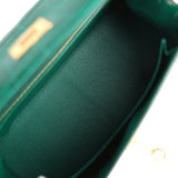 Pre-owned Hermes Kelly Sellier 25 Emerald Shiny Alligator Gold Hardware