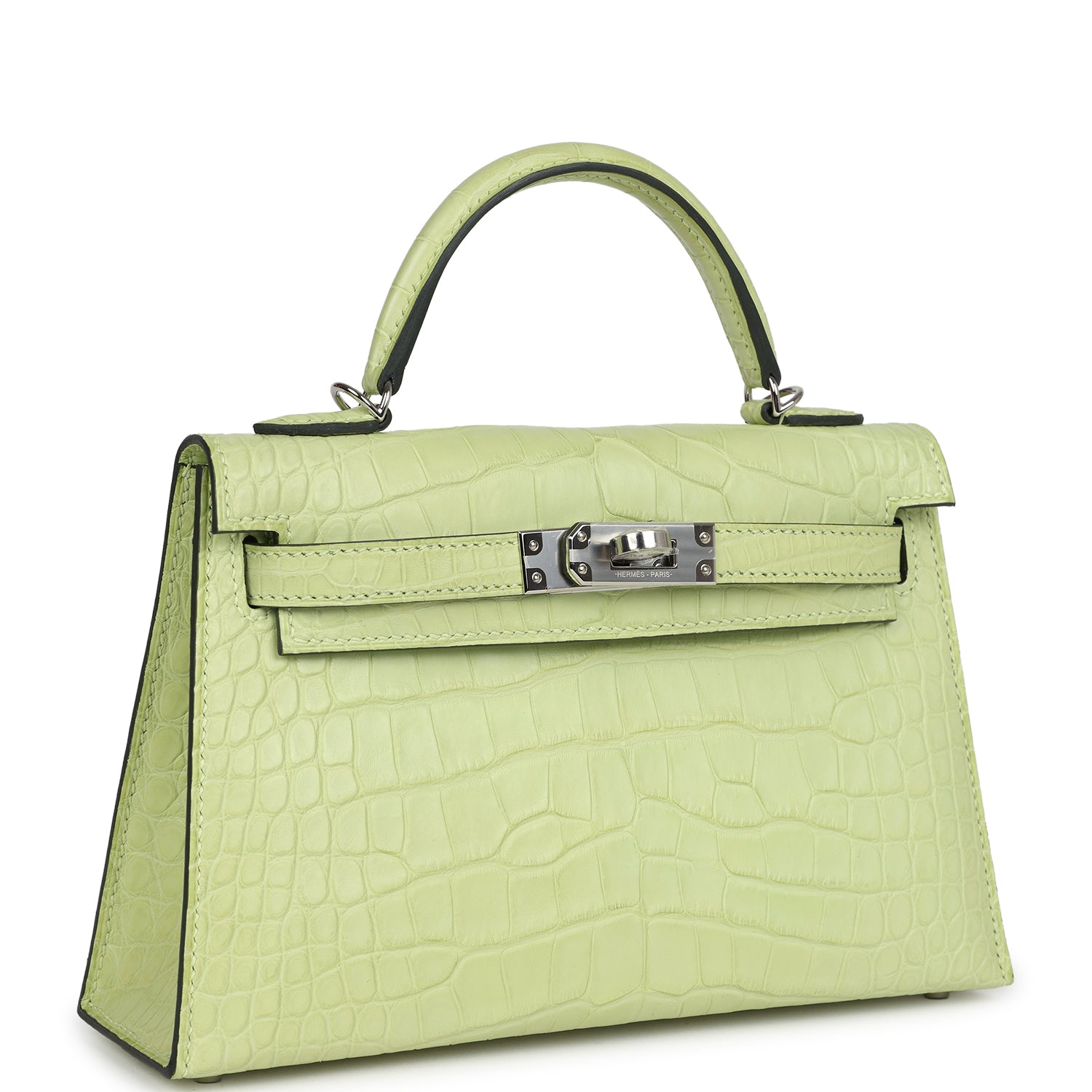 Hermes Kelly 20 Sellier Jaune Bourgeon Matte Alligator Palladium Hardware