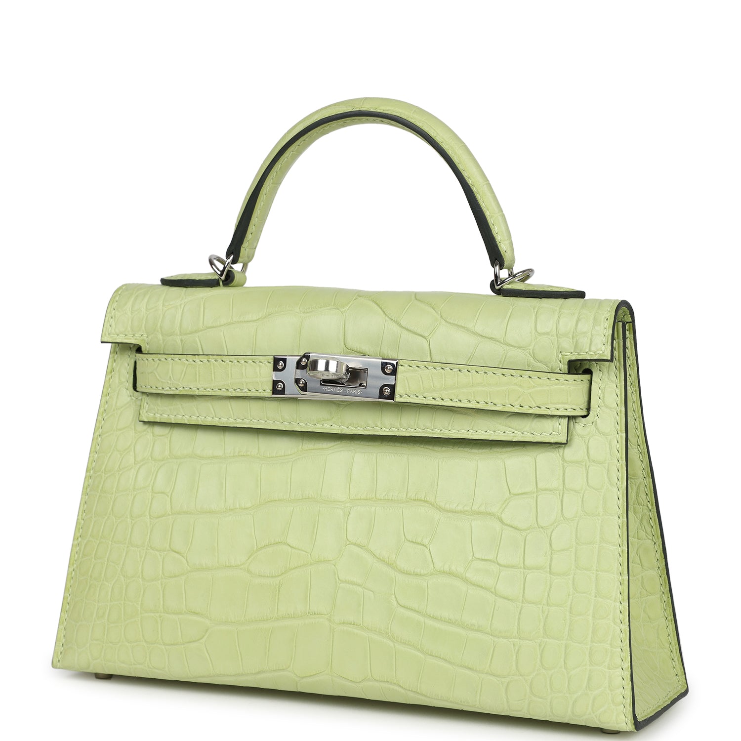 Hermes Kelly 20 Sellier Jaune Bourgeon Matte Alligator Palladium Hardware