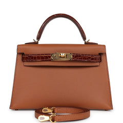 Hermes Kelly Sellier 20 Gold Madame & Miel Shiny Alligator Touch Gold Hardware
