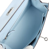 Hermes Kelly Sellier 25 Bleu Brume Epsom Palladium Hardware