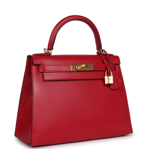 Hermes Kelly Sellier 28 Rouge Vif Tadelakt Gold Hardware