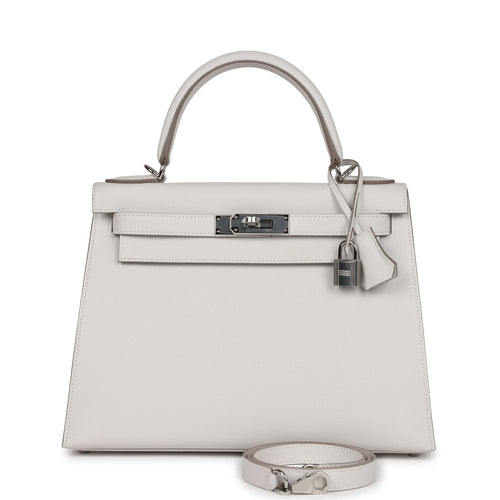 Hermes Kelly Sellier 28 Gris Pale Epsom Palladium Hardware