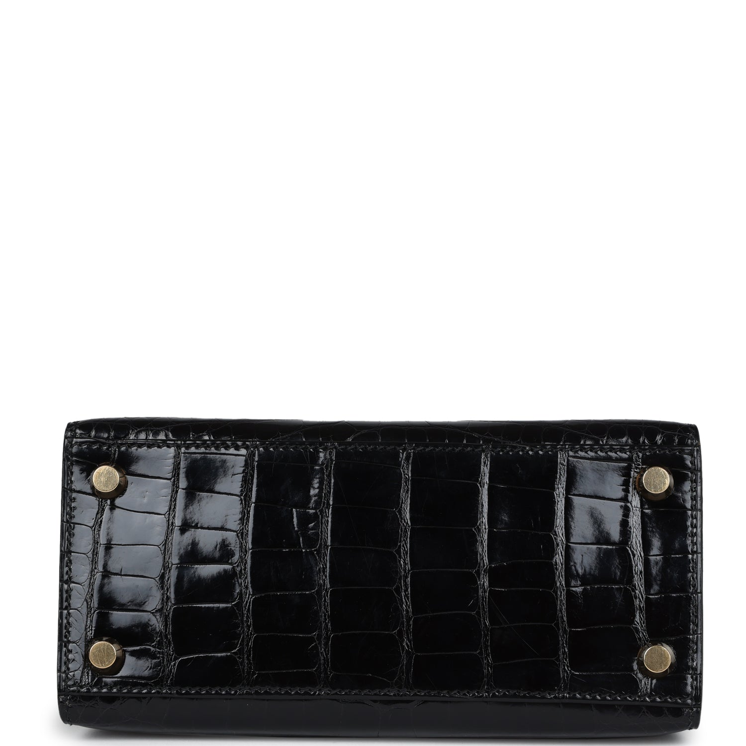 KELLY CUT 31 IN BLACK SHINY ALLIGATOR LEATHER WITH SILVER HARDWARE