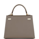 Hermes Special Order (HSS) Kelly Sellier 25 Etoupe and Craie Epsom Brushed Gold Hardware