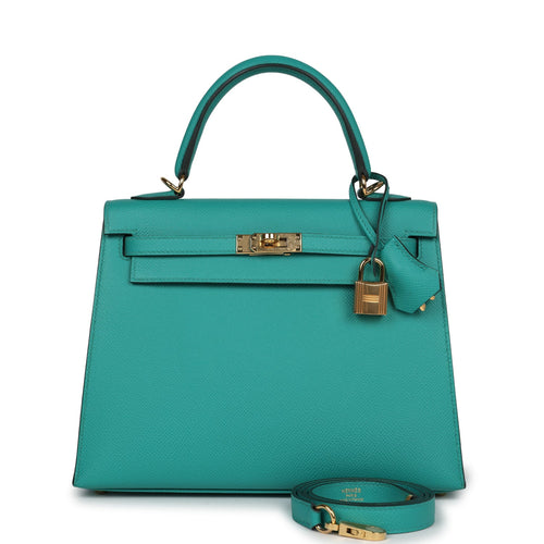 Pre-owned Hermes Kelly Sellier 25 Vert Verone Epsom Gold Hardware