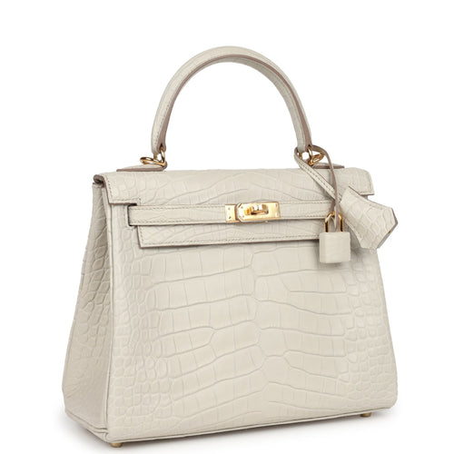 Hermes Kelly Retourne 25 Beton Matte Alligator Gold Hardware