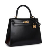 Hermes Kelly Sellier 25 Black Box Gold Hardware