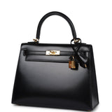 Hermes Kelly Sellier 25 Black Box Gold Hardware