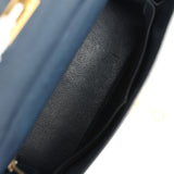 Vintage Hermes Kelly Retourne 28 Bleu Marine Courchevel Gold Hardware